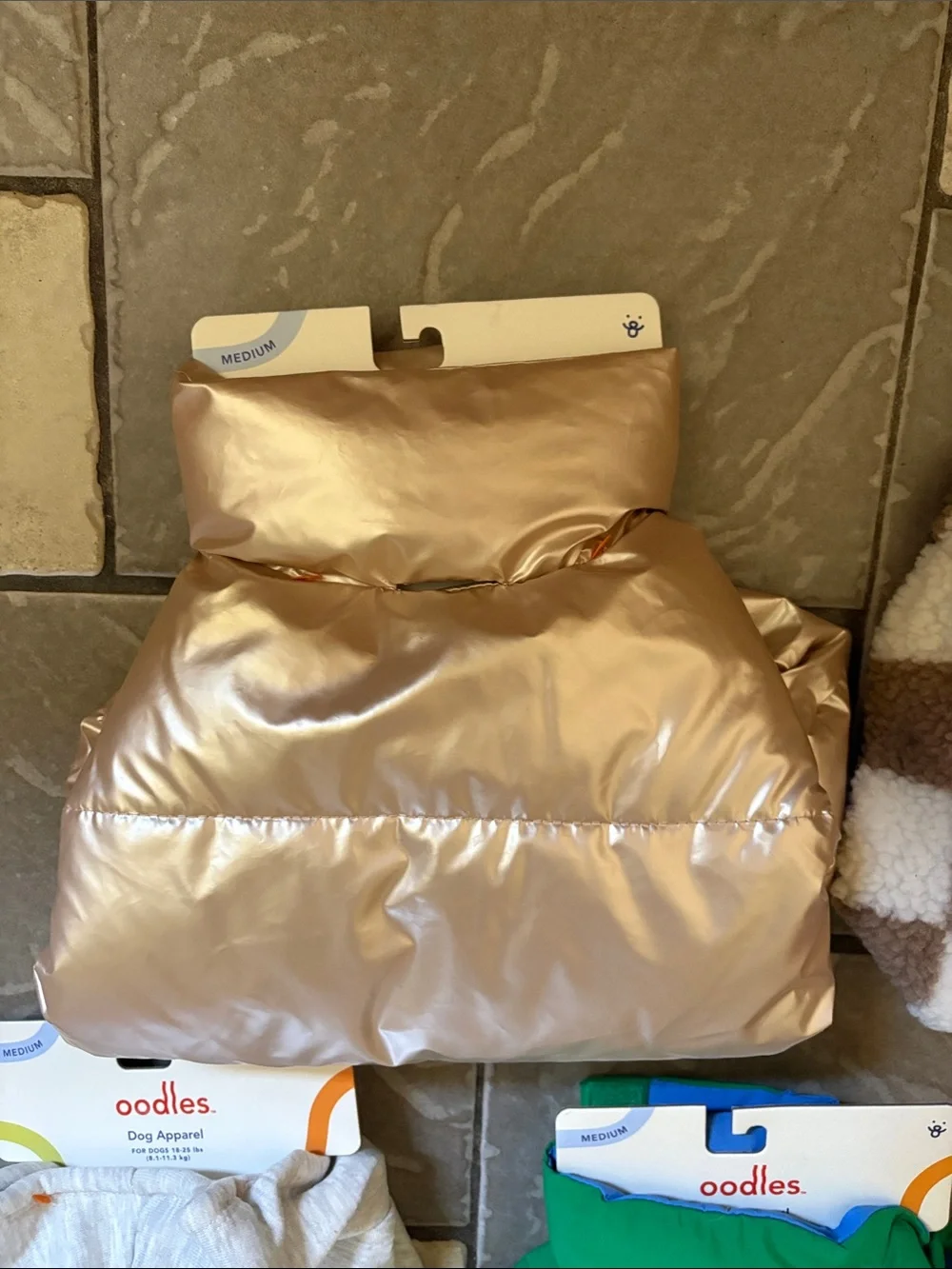 New lot five dog coats, dog clothing size medium 18 to 25 pounds